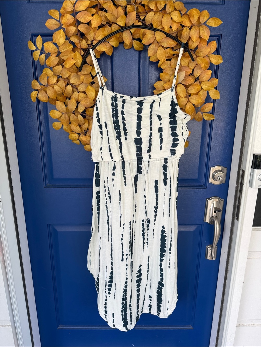 Cupshe Black & White Tie-Dye Spaghetti Strap Midi Dress